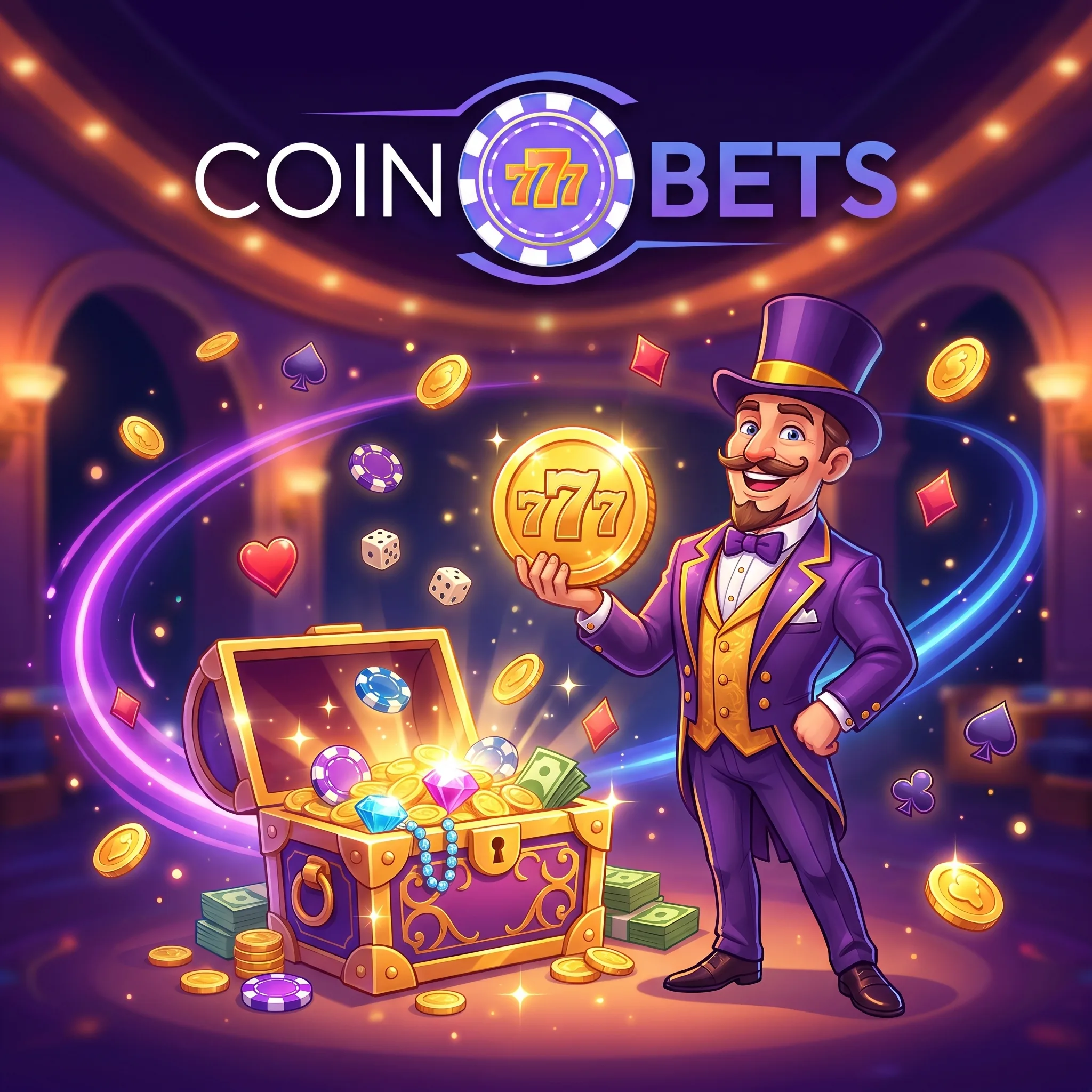 Coinbets777 jackpot and casino rewards artwork